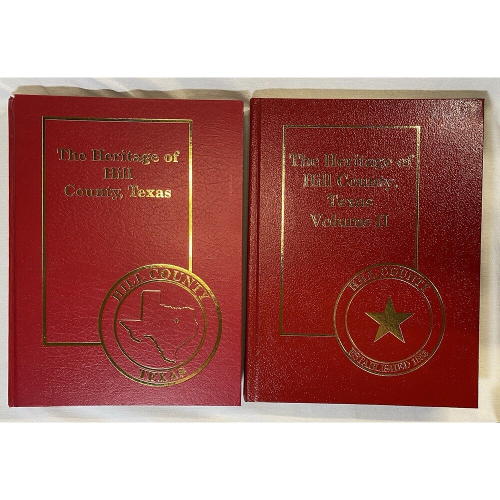 Rare Heritage of Hill County Texas TX Vol. 1 & 2 Family History Book Hillsboro